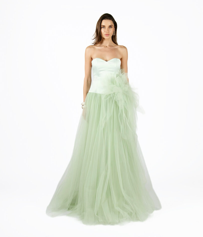 Julia bustier dress with tulle 3D flower