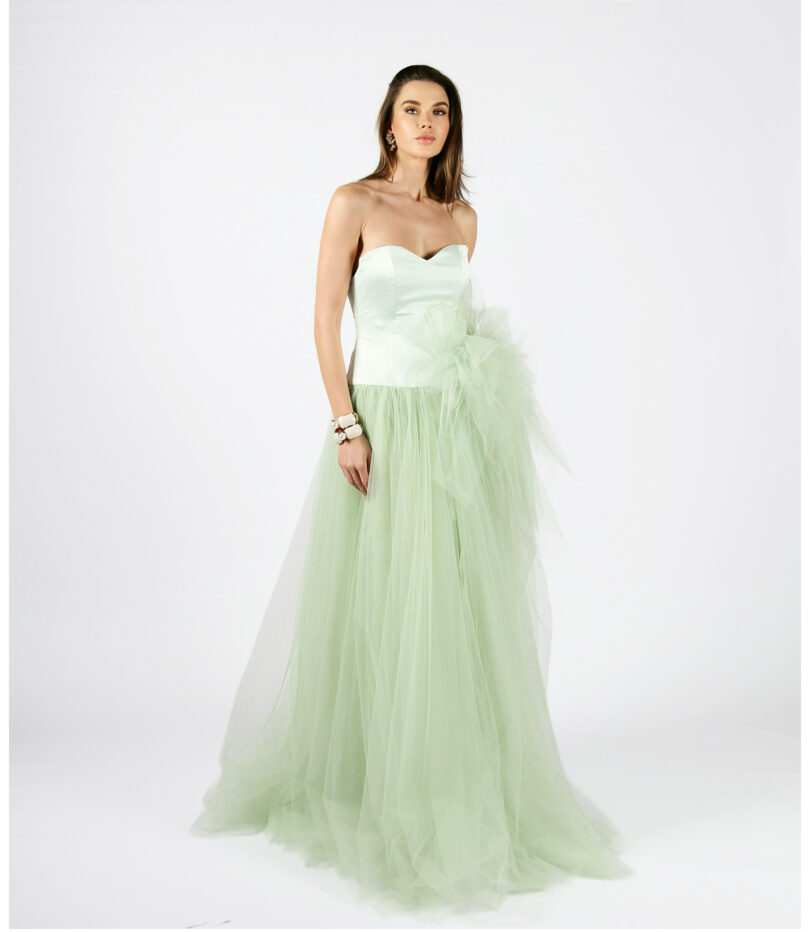 Julia bustier dress with tulle 3D flower - Image 2