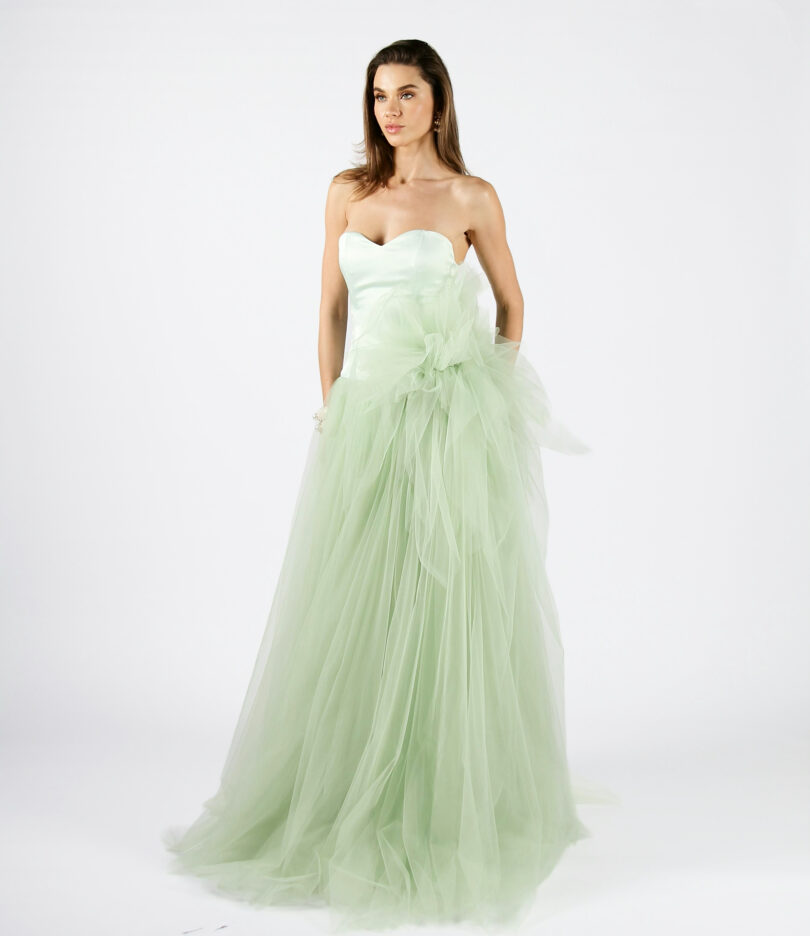 Julia bustier dress with tulle 3D flower - Image 3