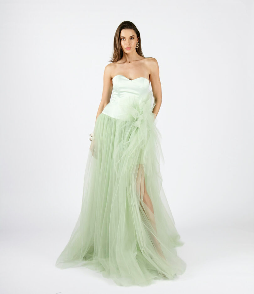 Julia bustier dress with tulle 3D flower - Image 7