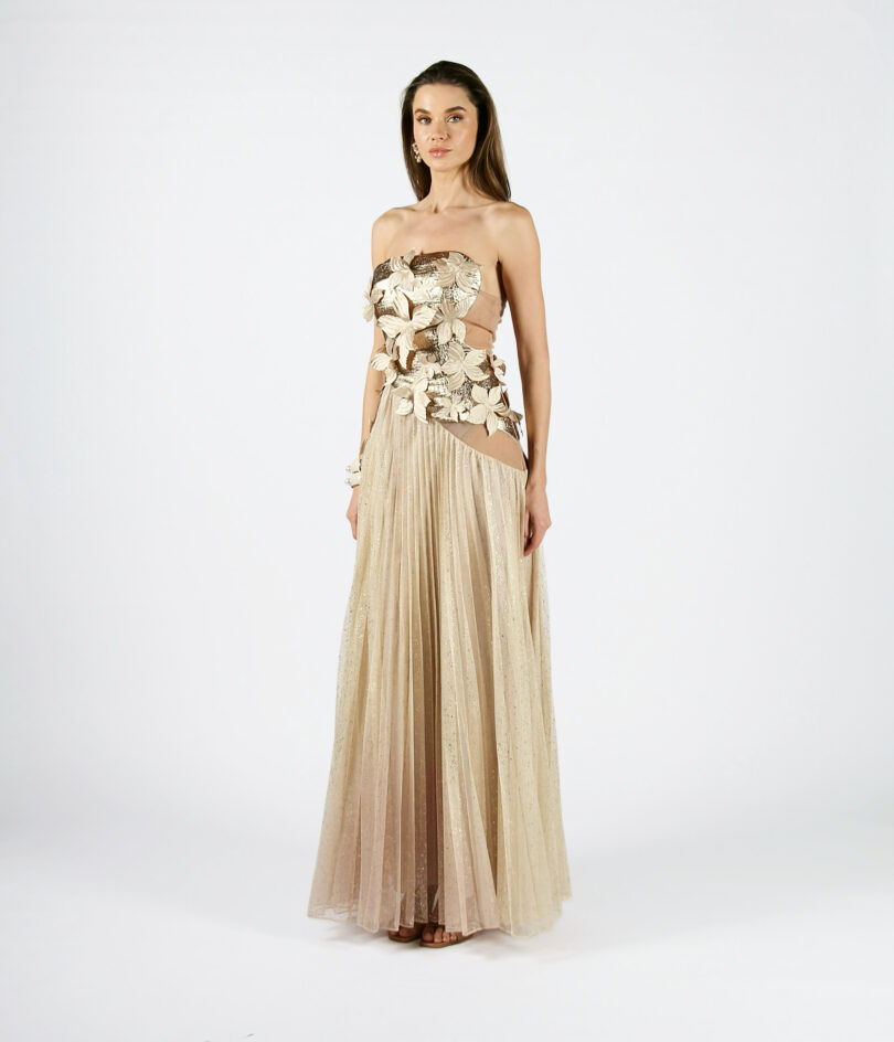 Hazel Gold Follac Pleated Skirt - Image 3