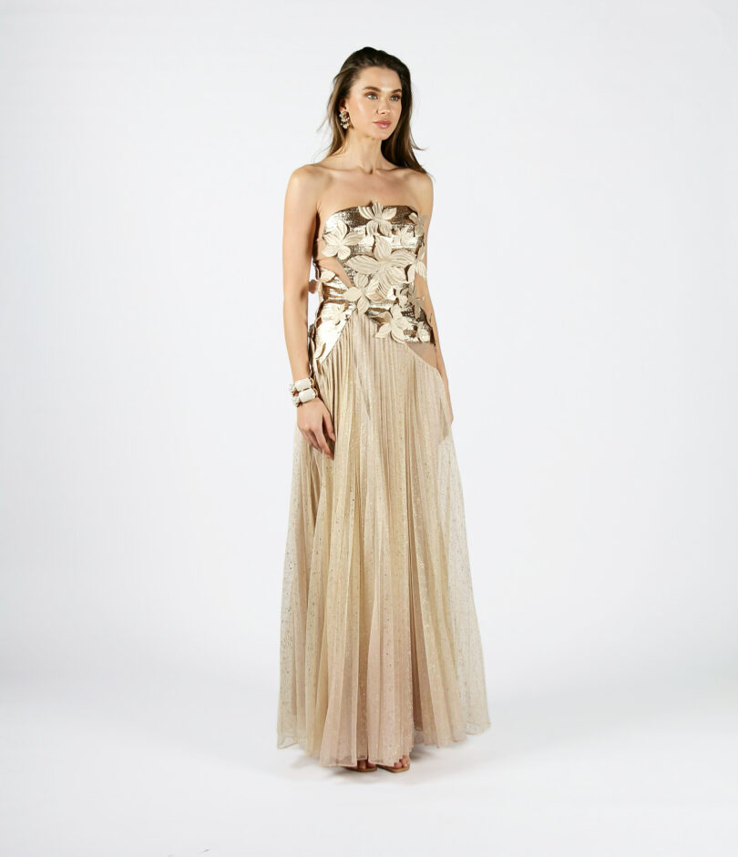 Hazel Gold Follac Pleated Skirt - Image 2