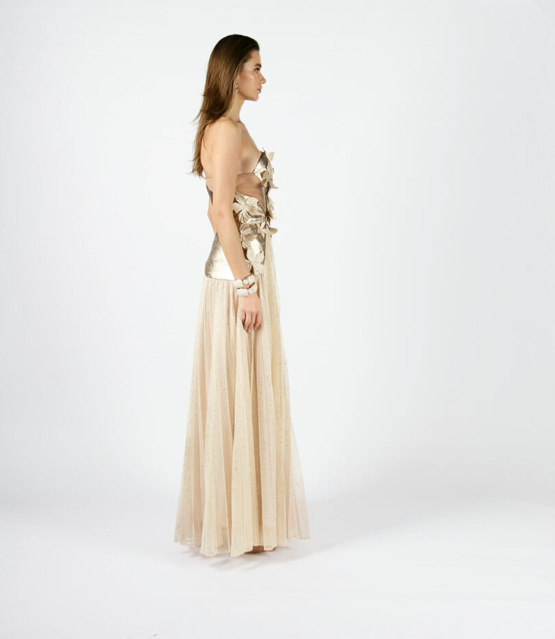 Hazel Gold Follac Pleated Skirt - Image 5