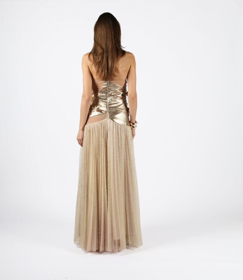 Hazel Gold Follac Pleated Skirt - Image 4